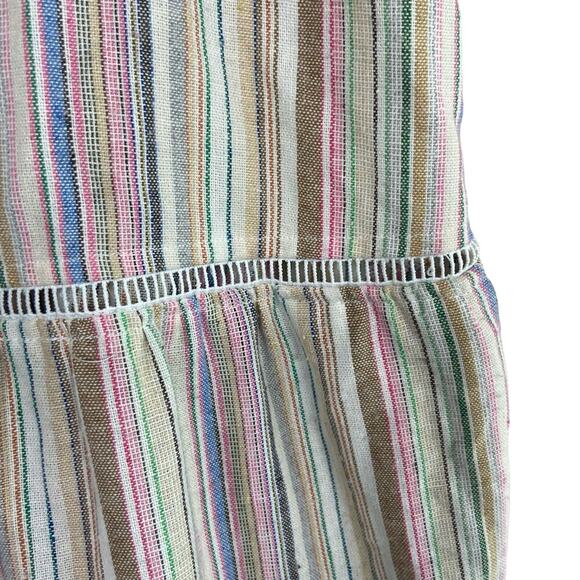 Tart Tiered Midi Dress Women's Large Multicolor Striped Linen Blend Tank Strap - Picture 4 of 14